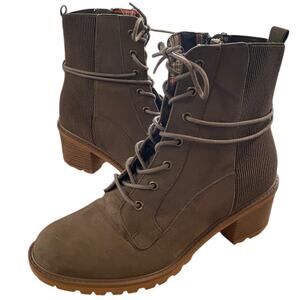 Falls Creek Womens Jenny Boots 9.5 Brown Chunky Heel Lined Lace Up Y2K Retro